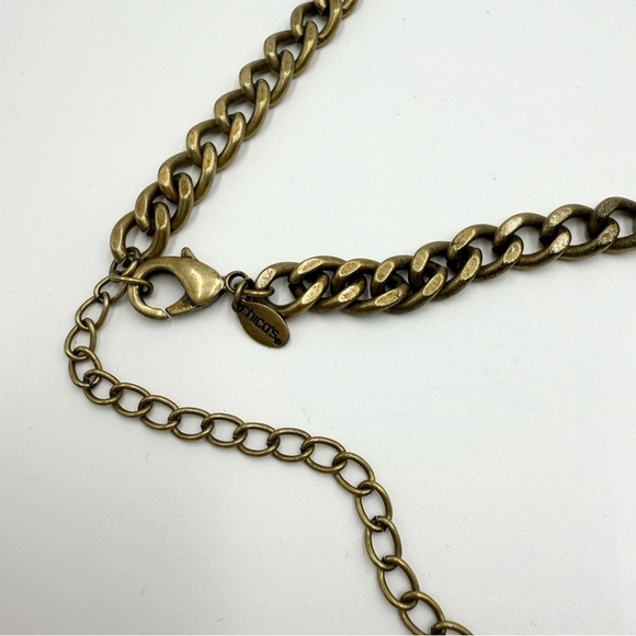 Chico’s Amber Honey Bronze Tone Chain Statement Necklace - Picture 5 of 7
